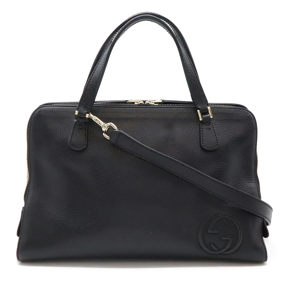 Gucci Double G Handbag Crossbody Bag Leather Black